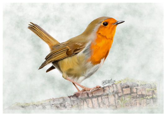 Robin on Log – Guardian of the Garden
